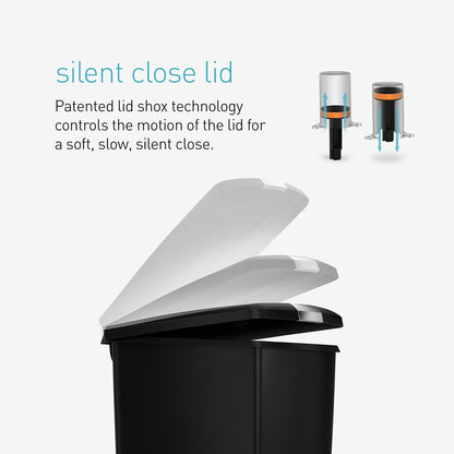 Simplehuman 40 Liter / 10.6 Gallon Slim Kitchen Step Trash Can With Secure Slide Lock Black