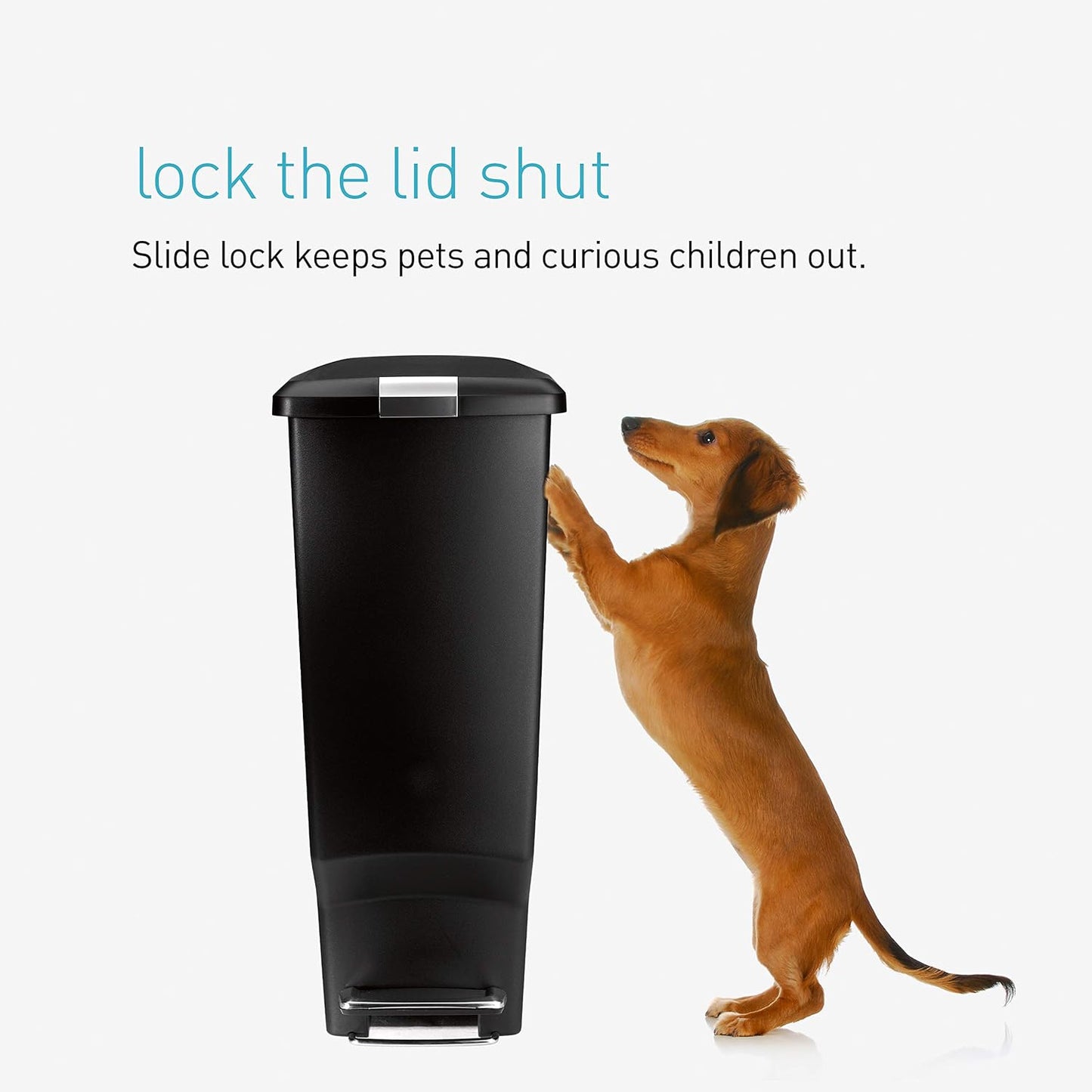 Simplehuman 40 Liter / 10.6 Gallon Slim Kitchen Step Trash Can With Secure Slide Lock Black