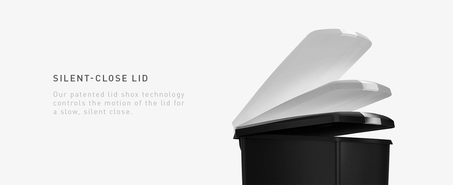 Simplehuman 40 Liter / 10.6 Gallon Slim Kitchen Step Trash Can With Secure Slide Lock