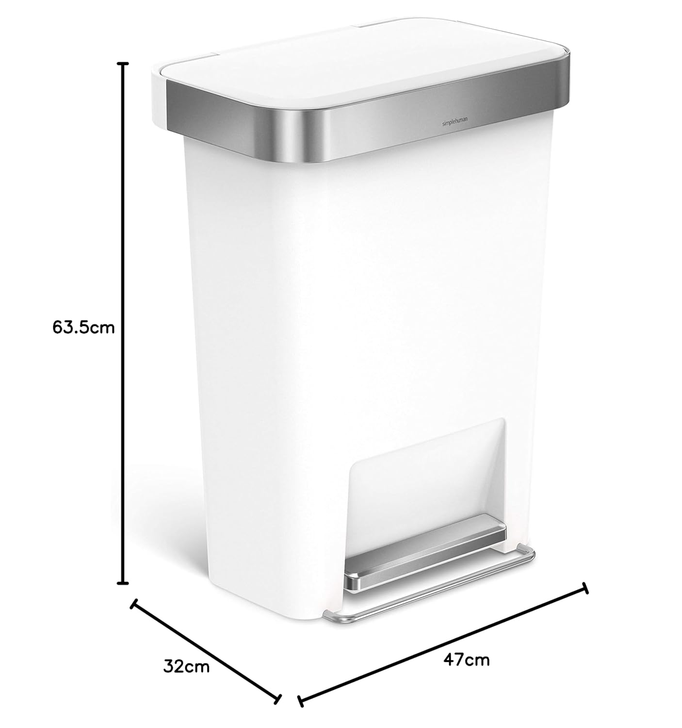 Simplehuman 45L Rectangular Pedal Bin with Liner Pocket