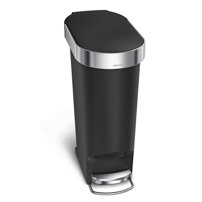 Simplehuman 40L Slim Kitchen Pedal Bin with Liner Rim, Silent Soft Close Lid