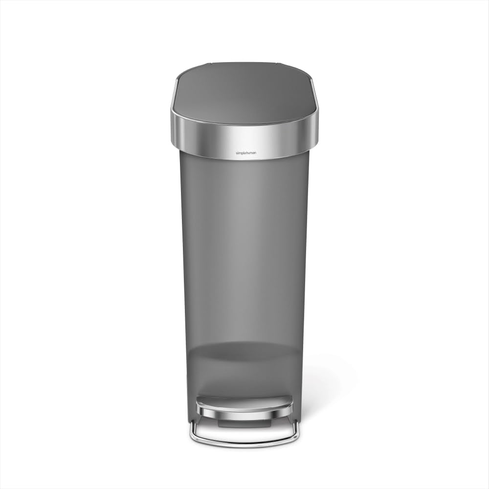 Simplehuman 40L Slim Kitchen Pedal Bin with Liner Rim, Silent Soft Close Lid