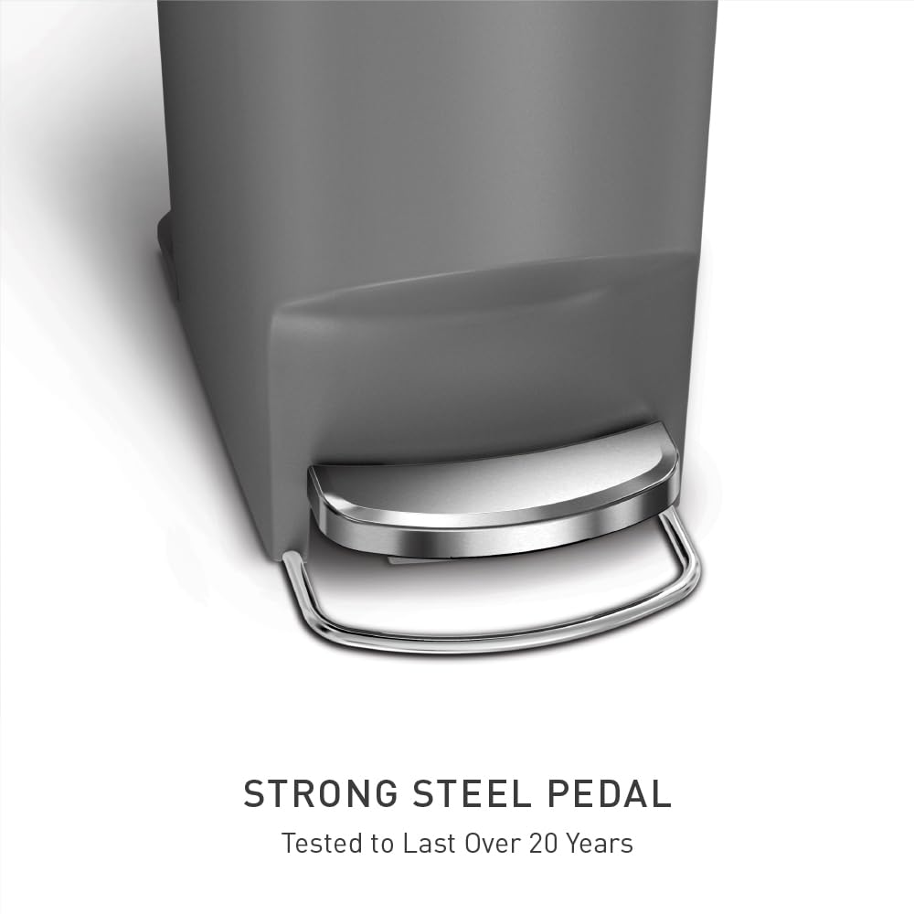 Simplehuman 40L Slim Kitchen Pedal Bin with Liner Rim, Silent Soft Close Lid