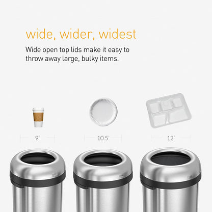 Simplehuman 60L Bullet Open Office Business Commercial Bin, Large Capacity