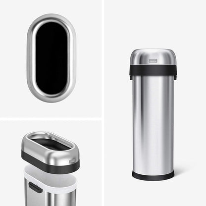 Simplehuman 50 Liter  Slim Open Top Trash Can, Commercial Grade Heavy Gauge Brushed Stainless Steel