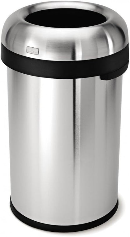 Simplehuman 80 Liter Bullet Open Top Trash Can Commercial Grade Heavy Gauge Brushed Stainless Steel
