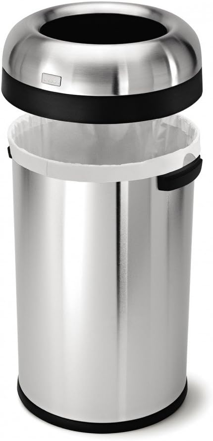 Simplehuman 80 Liter Bullet Open Top Trash Can Commercial Grade Heavy Gauge Brushed Stainless Steel