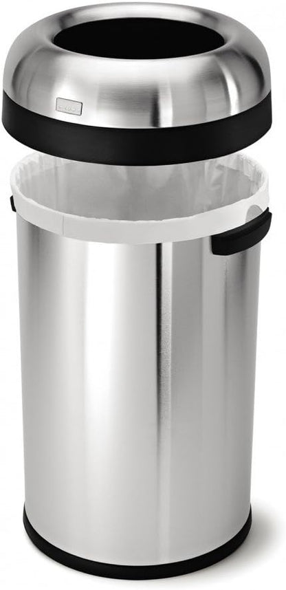 Simplehuman 80 Liter Bullet Open Top Trash Can Commercial Grade Heavy Gauge Brushed Stainless Steel