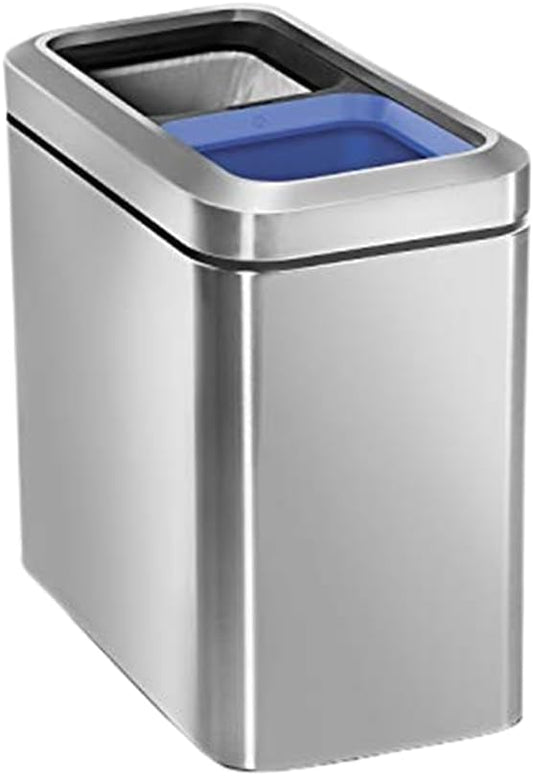 Simplehuman Slim Open Recycler, 20L Commercial Dual Compartment Trash and Recycling Can