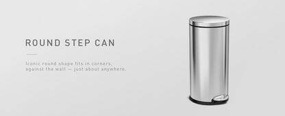 Simplehuman 30 Liter / 8 Gallon Round Step Trash Can, Brushed Stainless Steel