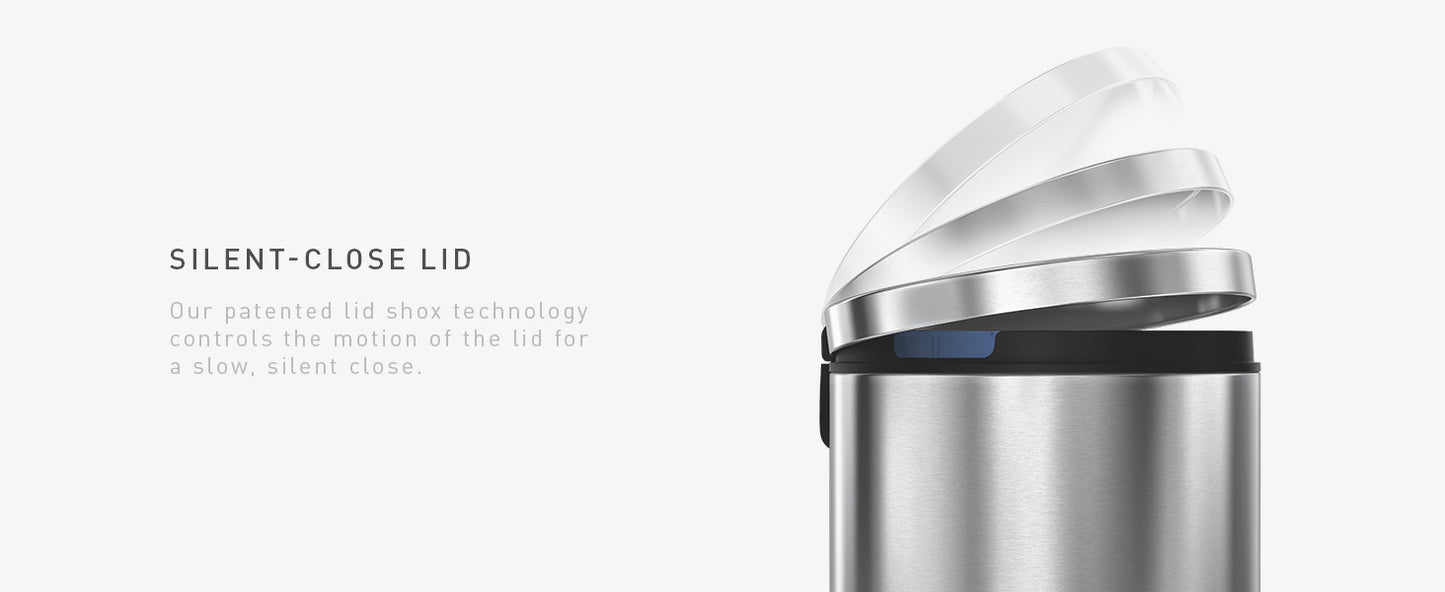 Simplehuman 30 Liter / 8 Gallon Round Step Trash Can, Brushed Stainless Steel