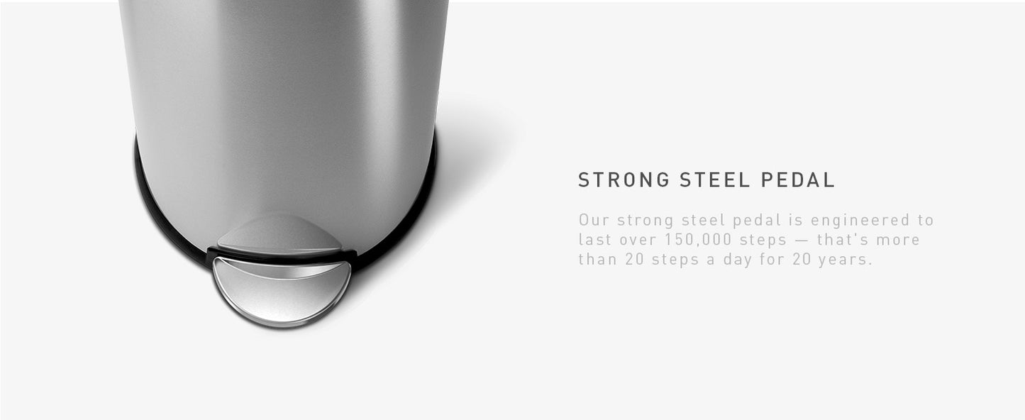 Simplehuman 30 Liter / 8 Gallon Round Step Trash Can, Brushed Stainless Steel
