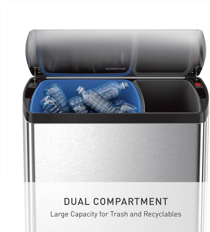 Simplehuman Rectangular Dual Compartment Recycling Kitchen Step Trash Can