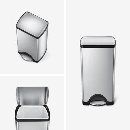 Simplehuman 30L Rectangular Kitchen Pedal Bin, Strong Steel Pedal