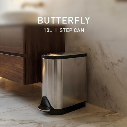 Simplehuman 10 Liter  Butterfly Lid Bathroom Step Trash Can