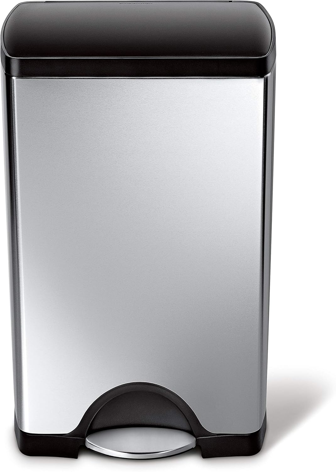 Simplehuman 38L rectangular pedal bin, black lid, stainless steel