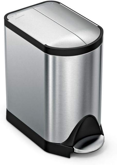 Simplehuman 30L Butterfly Pedal Bin, Brushed Steel with Black Plastic Lid