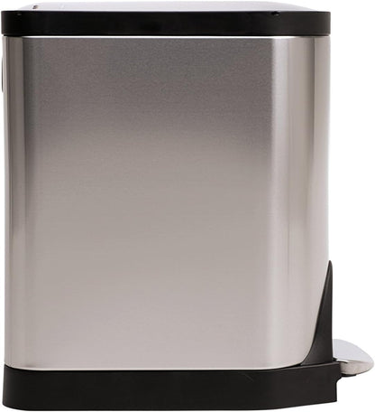 Simplehuman 30L Butterfly Pedal Bin, Brushed Steel with Black Plastic Lid