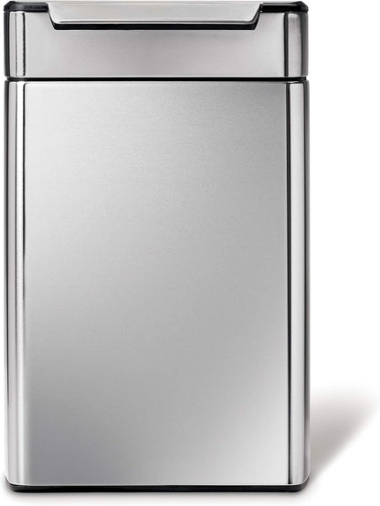 Simplehuman 48 Liter Touch-Bar Dual Compartment Kitchen Recycling Trash Can, Brushed Stainless Steel