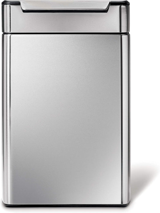 Simplehuman 48 Liter Touch-Bar Dual Compartment Kitchen Recycling Trash Can, Brushed Stainless Steel