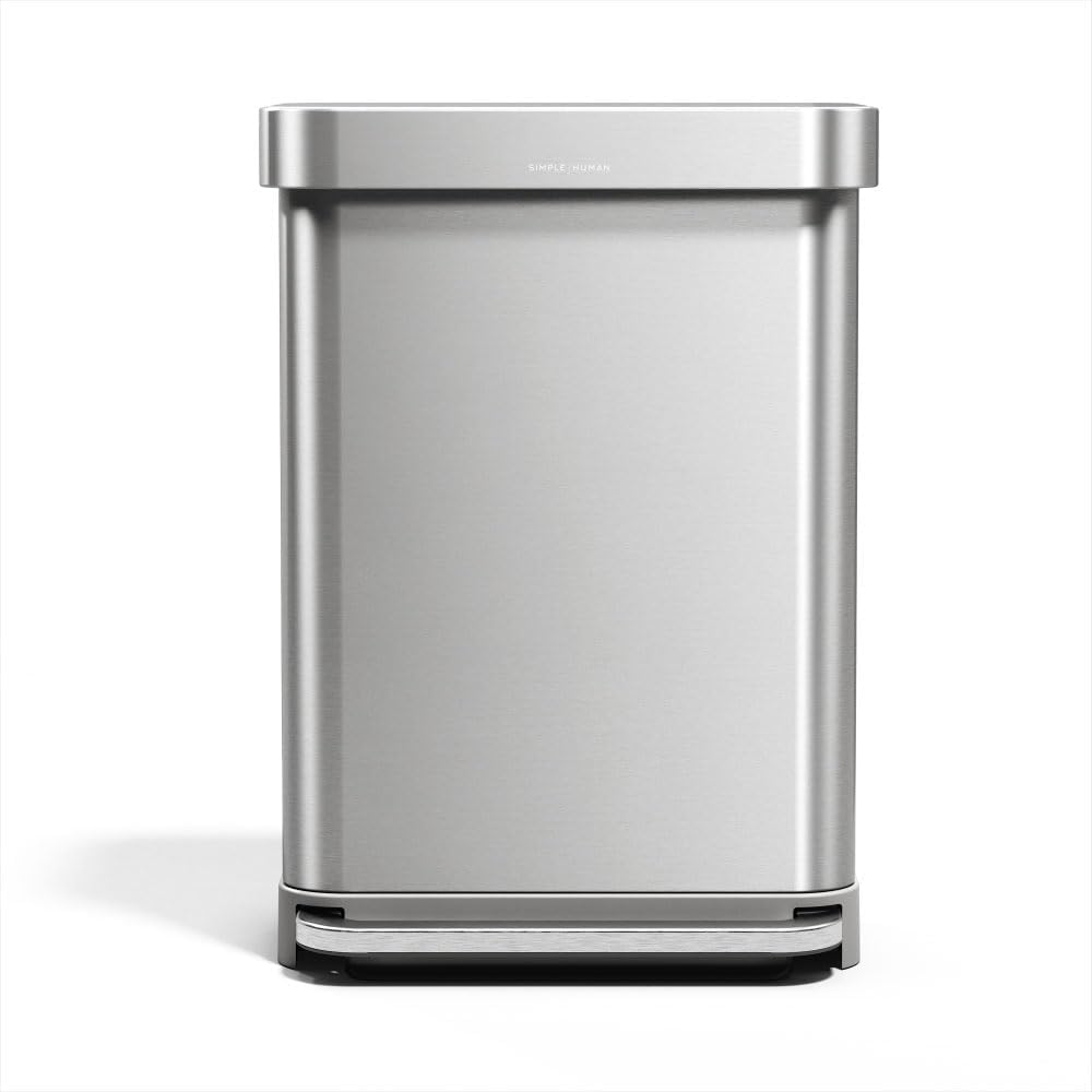 Simplehuman Rectangular Step Can, 55L / 45L Kitchen Trash Can