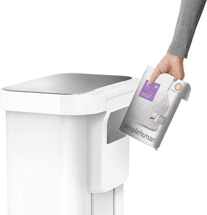 Simplehuman 55 Liter/45 Liter Rectangular Kitchen Step Soft-Close Lid, White Stainless Steel Trash can