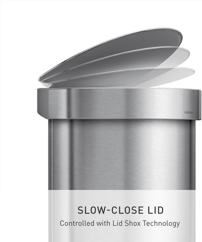 Simplehuman 60L / 45L Semi-Round Kitchen Pedal Bin, Silent Soft Close Lid Brushed Stainless Steel