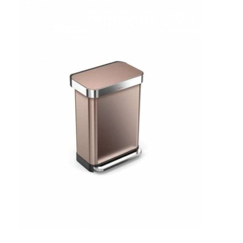 Simplehuman 30/45/55L Rectangular Pedal Bin with Liner Pocket, Rose Gold Stainless Steel