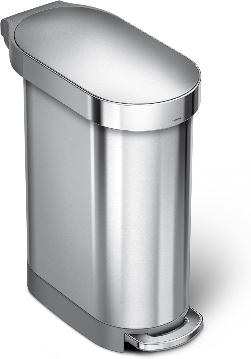 Simplehuman 45 Liter Slim Hands-Free Kitchen Step Trash Can, Brushed Stainless Steel