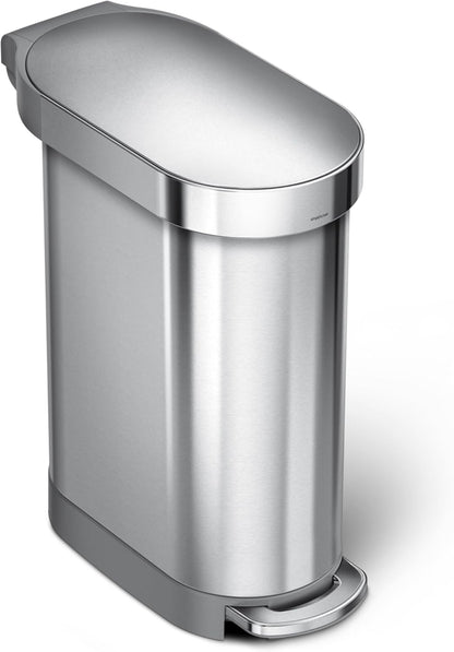 Simplehuman 45 Liter Slim Hands-Free Kitchen Step Trash Can, Brushed Stainless Steel