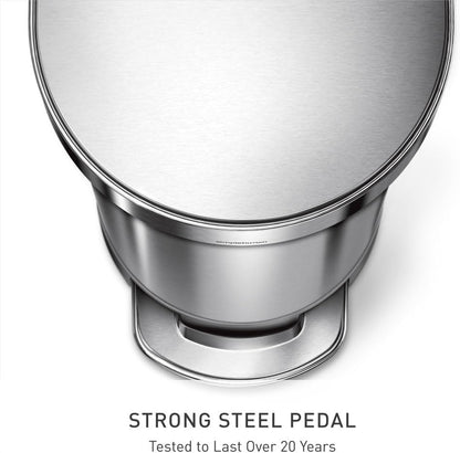 Simplehuman 45 Liter Slim Hands-Free Kitchen Step Trash Can, Brushed Stainless Steel