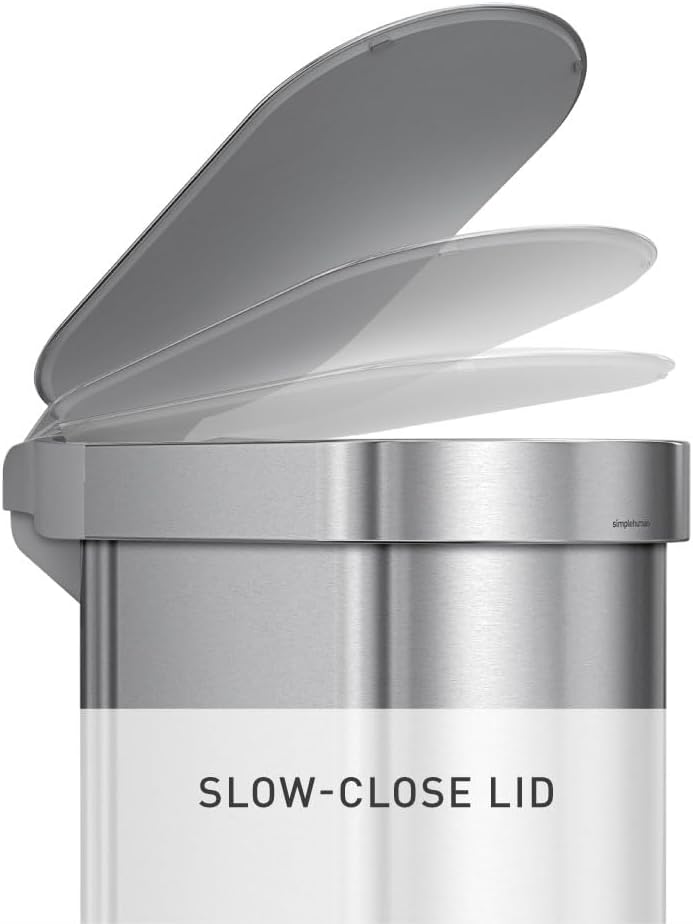 Simplehuman 45 Liter Slim Hands-Free Kitchen Step Trash Can, Brushed Stainless Steel
