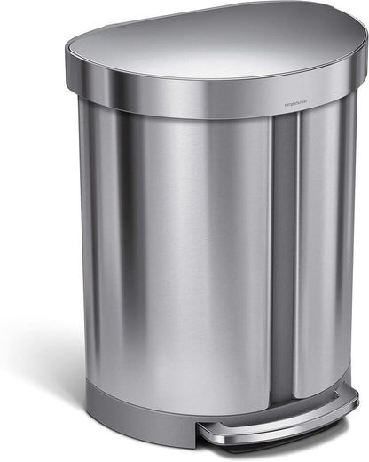 Simplehuman 55L (33/22) Semi-Round Pedal Bin, Brushed Stainless Steel