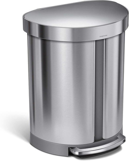 Simplehuman 55L (33/22) Semi-Round Pedal Bin, Brushed Stainless Steel