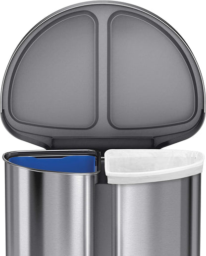 Simplehuman 55L (33/22) Semi-Round Pedal Bin, Brushed Stainless Steel