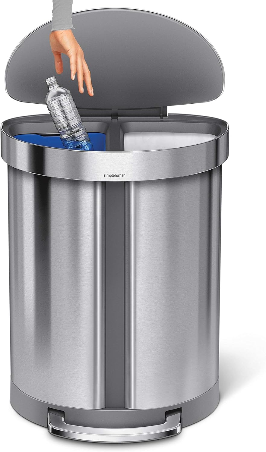 Simplehuman 55L (33/22) Semi-Round Pedal Bin, Brushed Stainless Steel