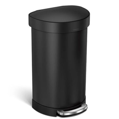 Simplehuman Semi round pedal bin, with liner rim, Black 45L