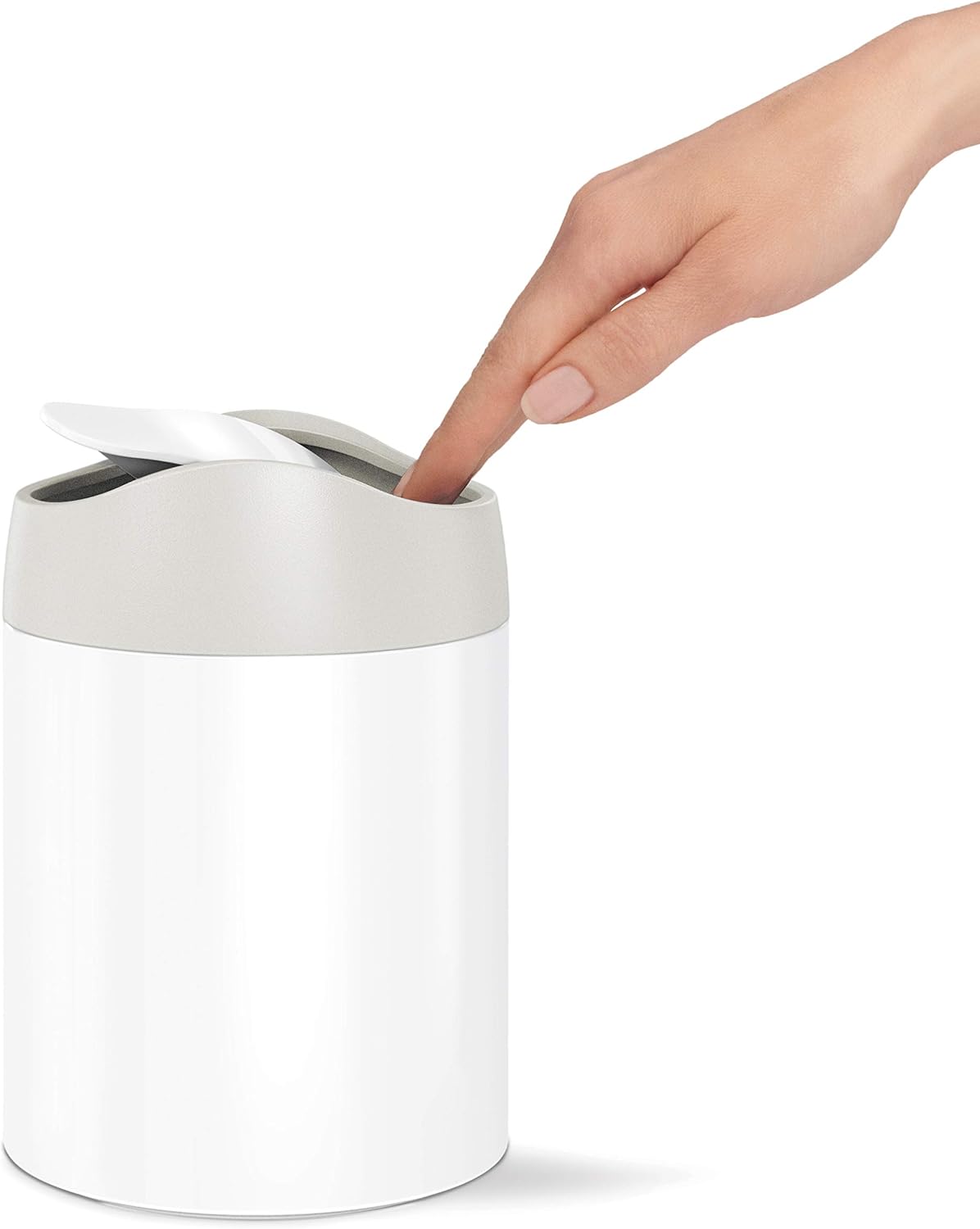 Simplehuman Mini Countertop Trash Can, 1.5L / 0.4 Gallon Compact Vanity Trash Can, Balanced Swing Lid