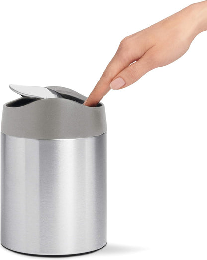 Simplehuman Mini Countertop Trash Can, 1.5L / 0.4 Gallon Compact Vanity Trash Can, Balanced Swing Lid