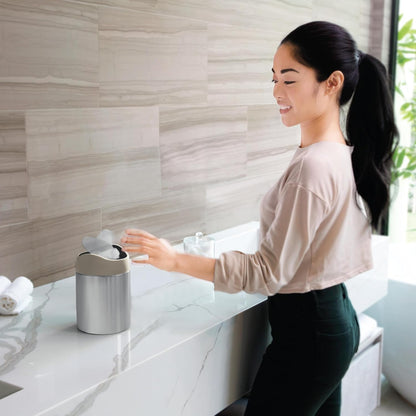 Simplehuman Mini Countertop Trash Can, 1.5L / 0.4 Gallon Compact Vanity Trash Can, Balanced Swing Lid
