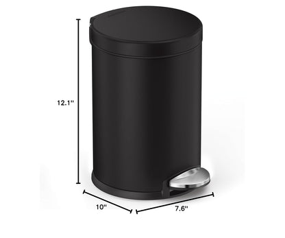 Simplehuman Round Step Can, 4.5L / 1.2 Gallon Compact Bathroom Trash Can