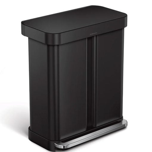 Simplehuman 58L Rectangular Recycler Pedal Bin , Matte Black