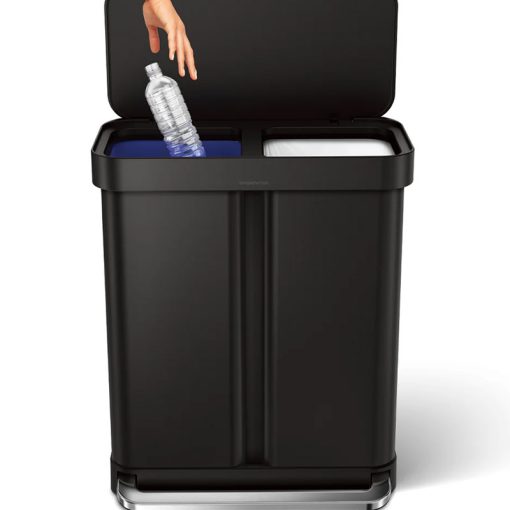 Simplehuman 58L Rectangular Recycler Pedal Bin , Matte Black