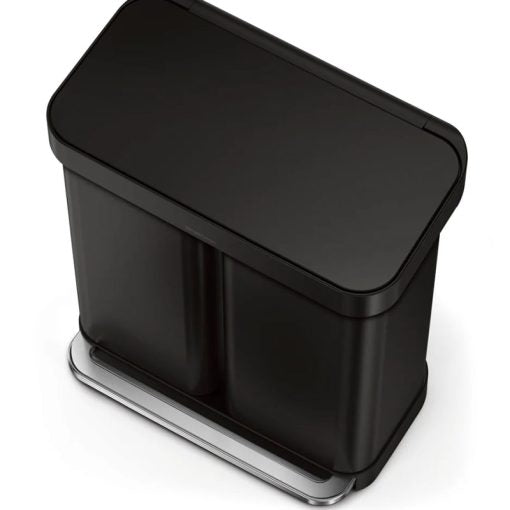 Simplehuman 58L Rectangular Recycler Pedal Bin , Matte Black