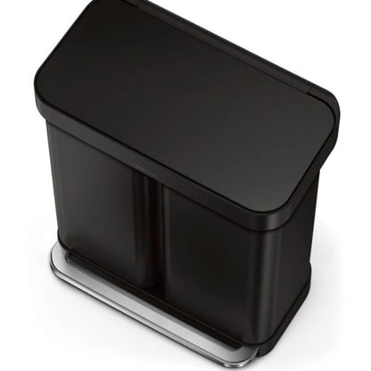 Simplehuman 58L Rectangular Recycler Pedal Bin , Matte Black