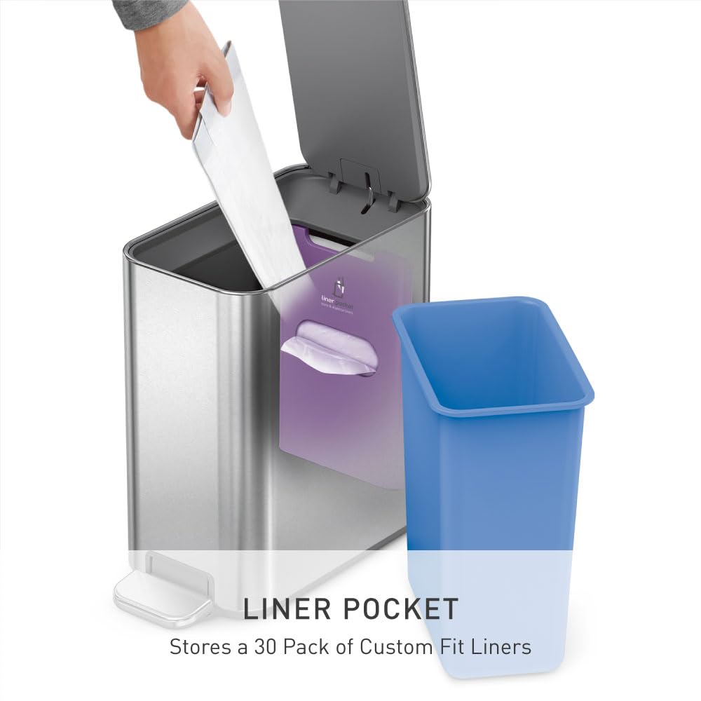 Simplehuman Slim Step Can, 5L / 1.3 Gallon Compact Bathroom Trash Can
