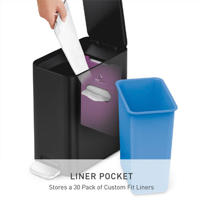Simplehuman Slim Step Can, 5L / 1.3 Gallon Compact Bathroom Trash Can, Liner Pocket