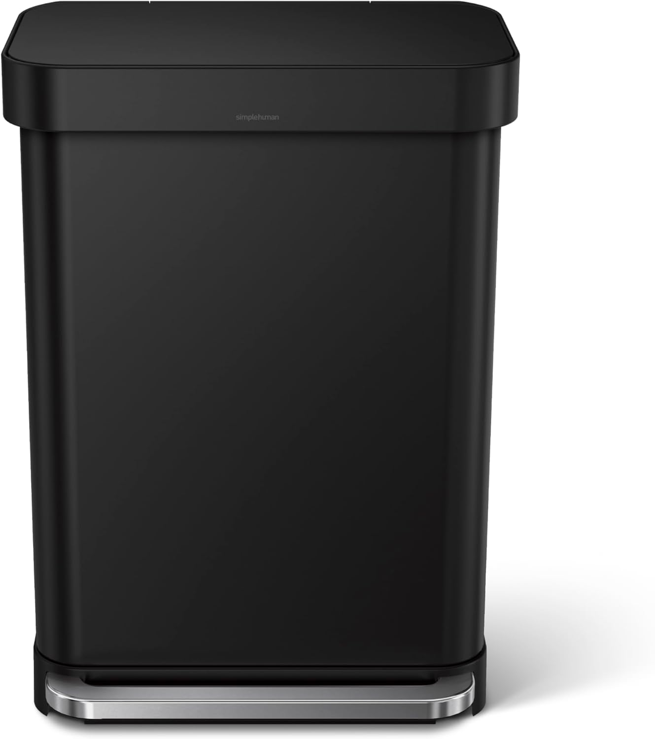 Simplehuman  55L Liner Rim Rectangular Step Can, Matte Black