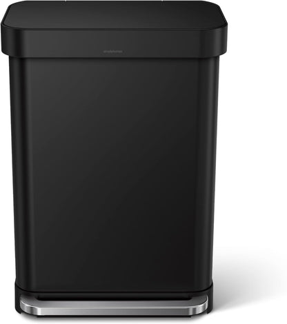 Simplehuman  55L Liner Rim Rectangular Step Can, Matte Black