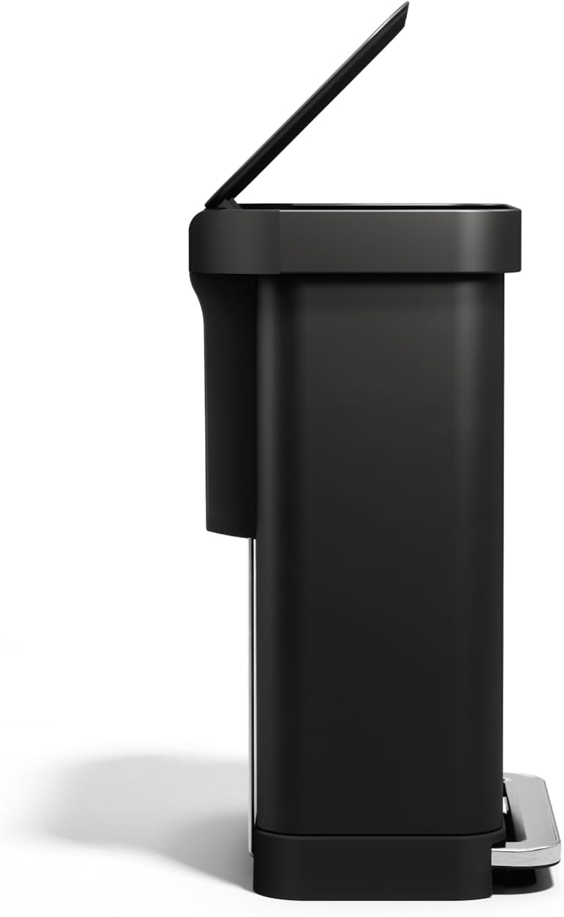 Simplehuman  55L Liner Rim Rectangular Step Can, Matte Black